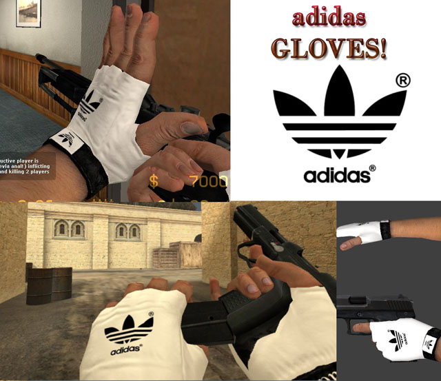 Прикольные белые перчатки с логотипом "Адидас"